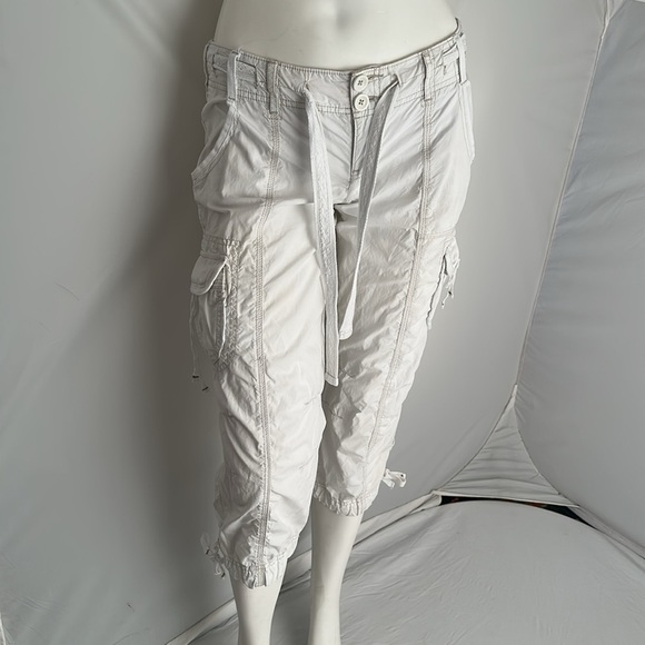 Abercrombie and Fitch Renee vintage Y2K white cropped cargo capri pants - Picture 1 of 13